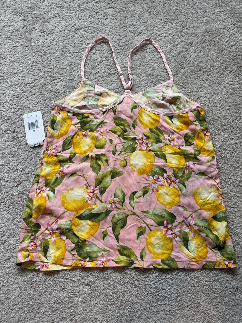 PJ Salvage Pink Stripes with Lemon Print Cotton Camisole & Shorts Sleep Set- XS - Picture 5 of 7